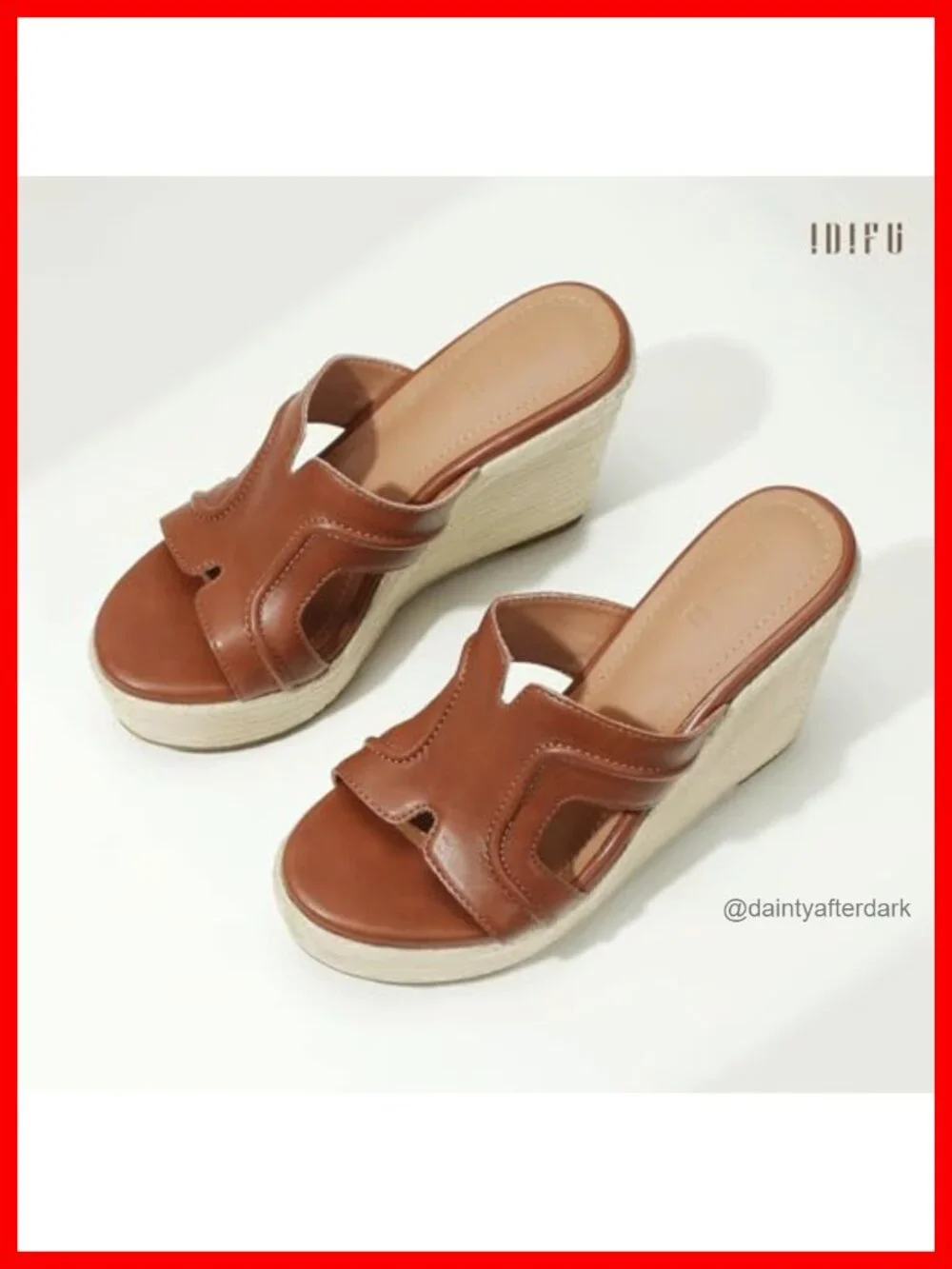 IDIFU Women's Platform Wedge Sandals Espadrille Slides Open Toe H-Strap Summer